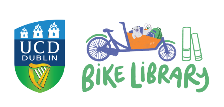 UCD logo with purple bike next to it